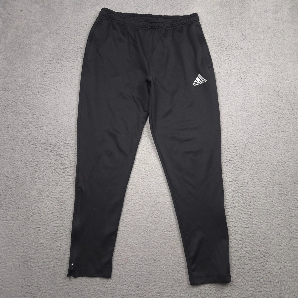 adidas Climalite Track Pants Men XL Black Ankle Zip Training Soccer Athletic